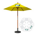 7' Round Wood Umbrella with 6 Ribs, Full-Color Thermal Imprint, 2 Locations